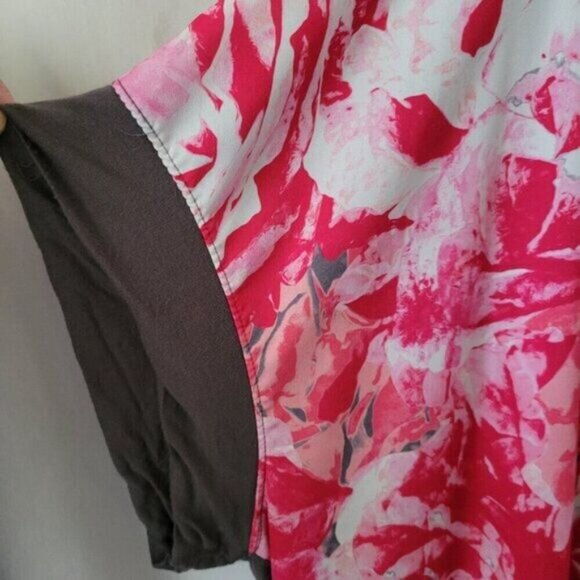 Apt. 9 2X Woman Tunic Blouse Pink Floral Gray Dolman Sleeve Hi-Low Hem stretchy - Picture 3 of 7